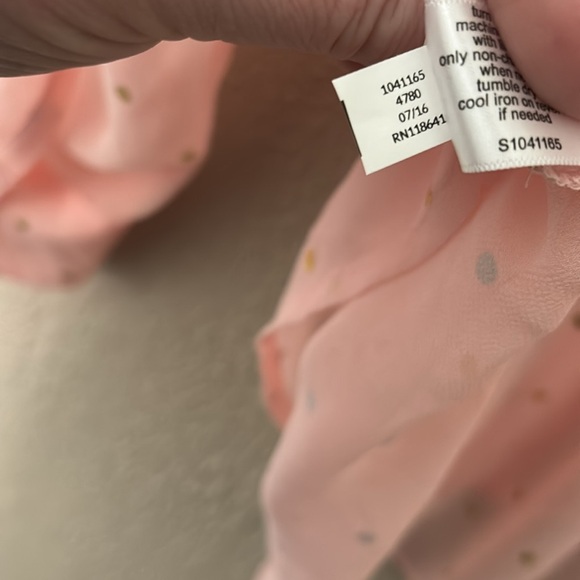 Womens Plus Size Lane Bryant Pink Long Sleeve Sheer Polka Dot Button Up 18/20 2X - Picture 7 of 8